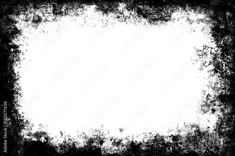 Black grunge texture border frame over white