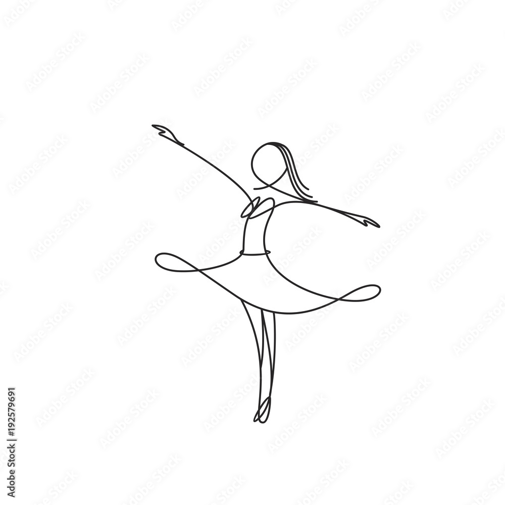 Female line art dancing girl vector illustration. Stock Vector Adobe