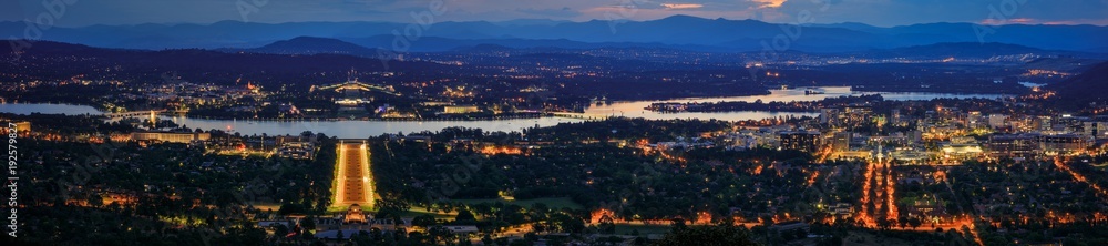 Canberra City Blue Hour Panorama