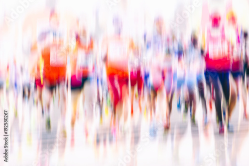 colorful silhouettes of people running in the city