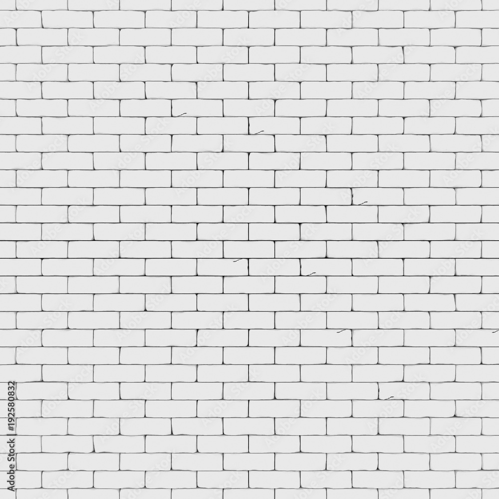 White brick wall 3D render White brick wall 3D render