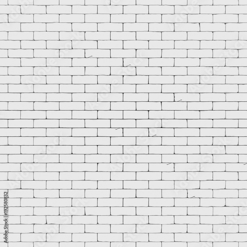 White brick wall 3D render