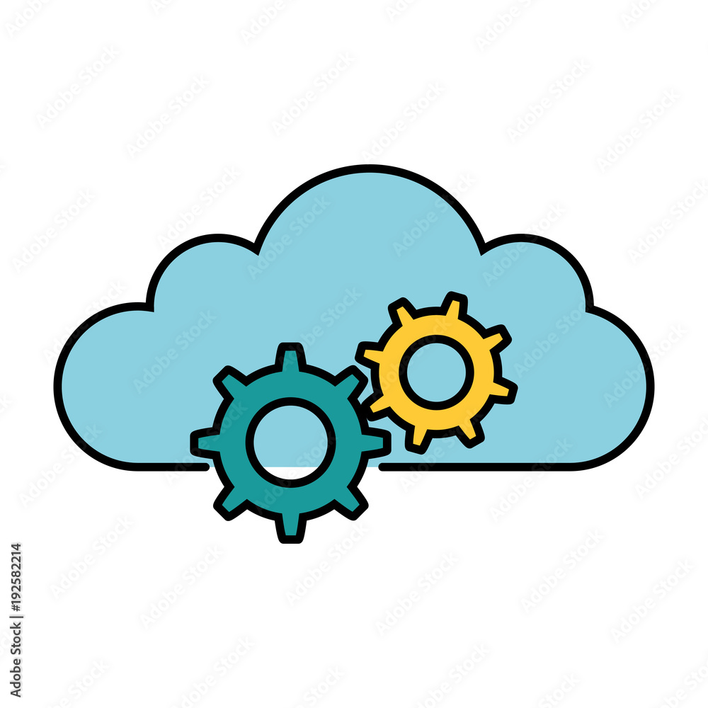 cloud computing with gears vector illustration design cloud computing with gears vector illustration design