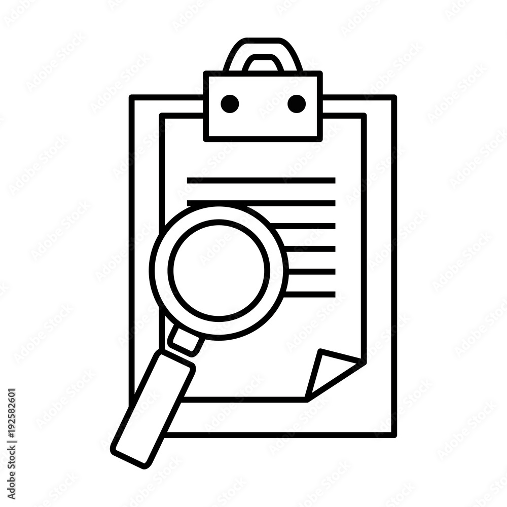 checklist document with magnifying glass vector illustration design checklist document with magnifying glass vector illustration design