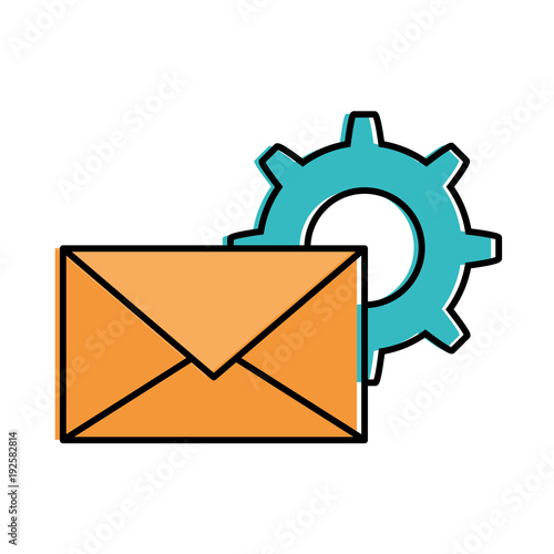 envelope mail with gear vector illustration design
