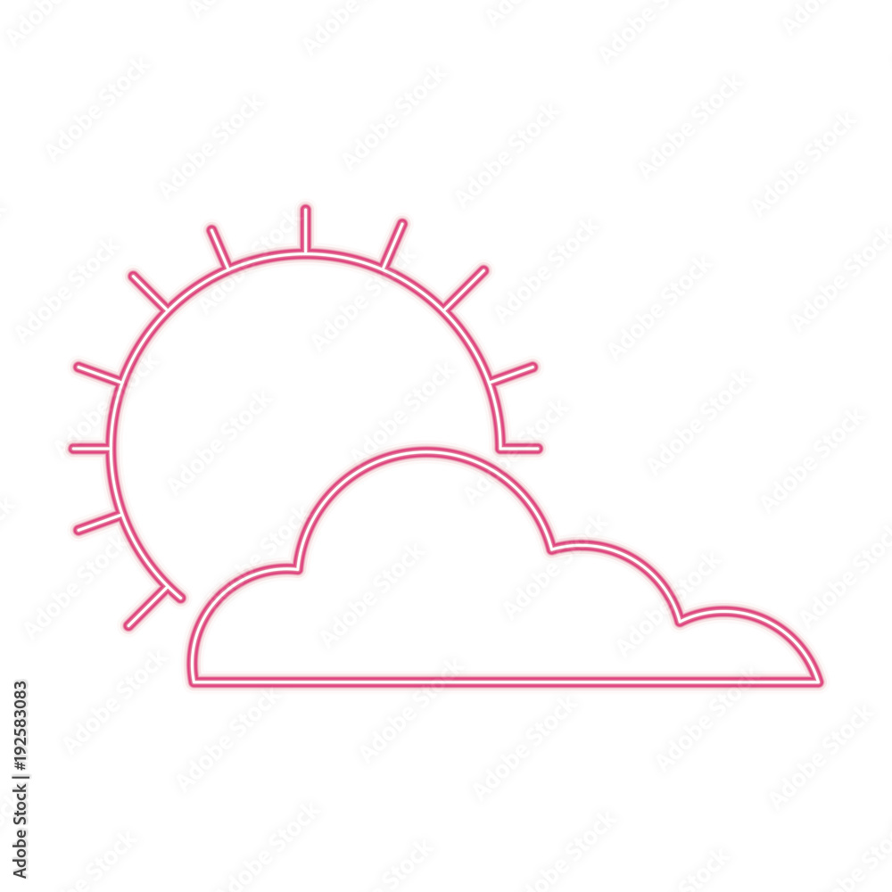 Sun and cloud symbol line icon vector illustration graphic Sun and cloud symbol line icon vector illustration graphic