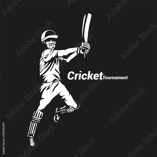 minimal logo of batsman vector illustration.