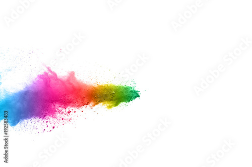 abstract powder splatted on white background.