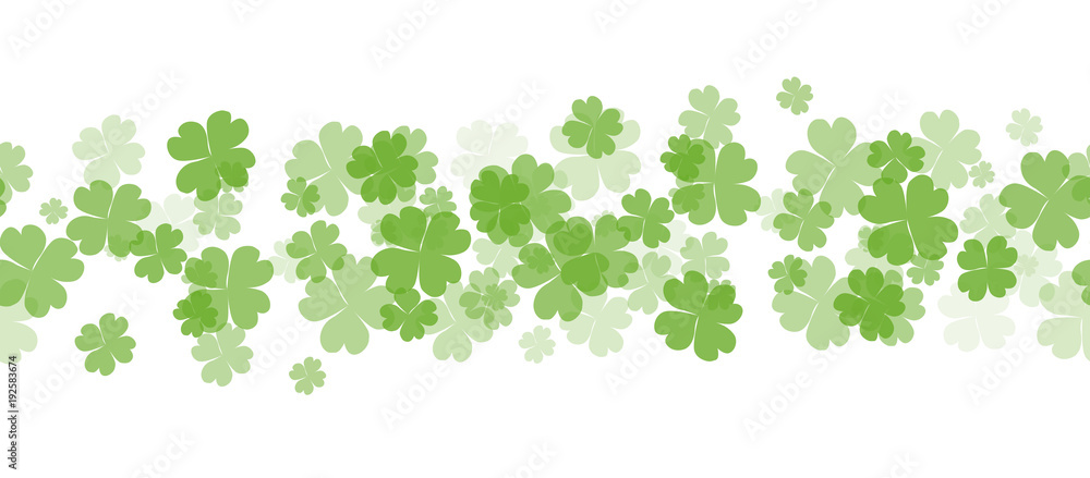 Seamless border with fourleaf clover and sparkle. St.Patricks Day. Vector element for covers, frames and your design Seamless border with fourleaf clover and sparkle. St.Patricks Day. Vector element for covers, frames and your design