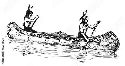 Indianer im Kanu - Indian in canoe