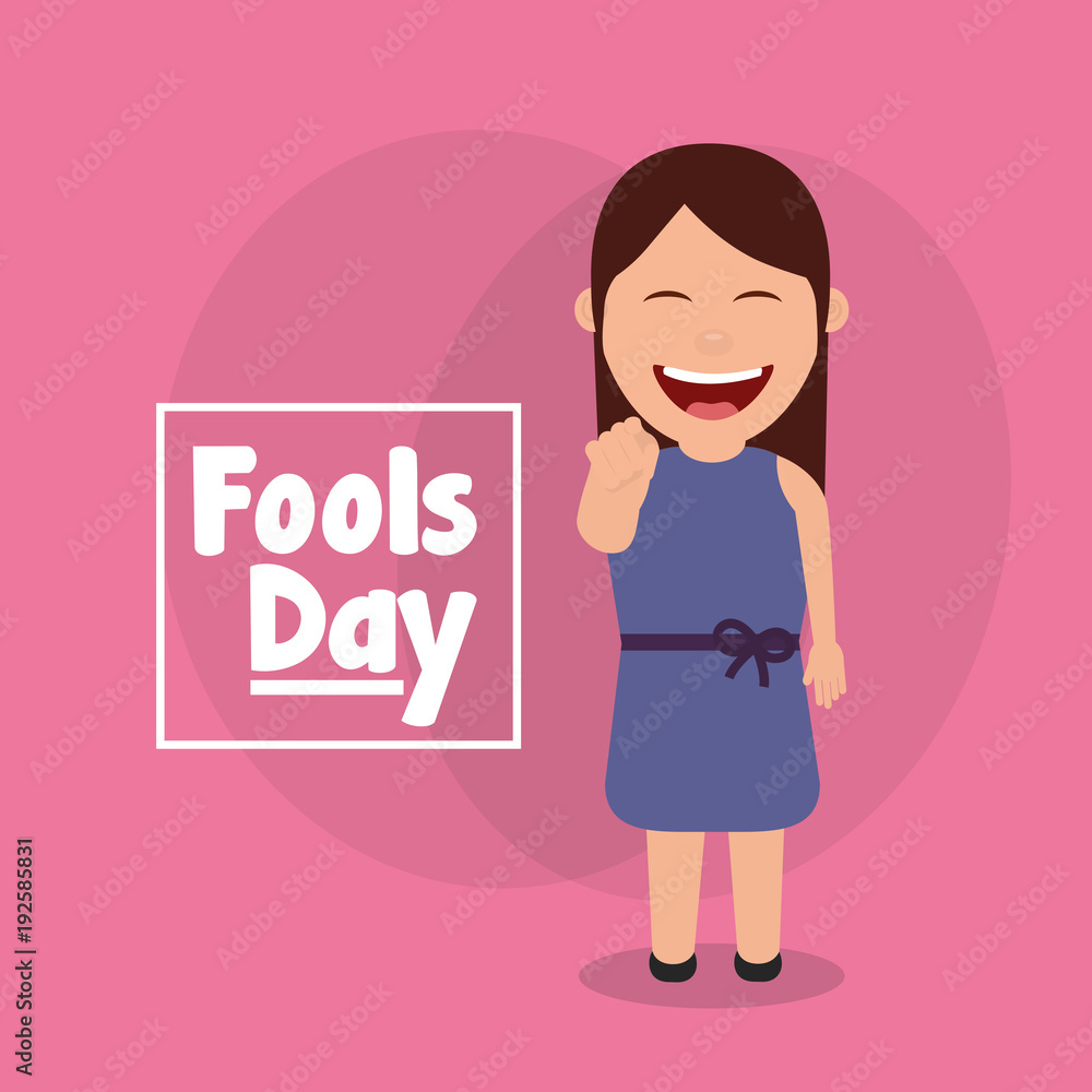 laughing woman funny fools day celebration vector illustration laughing woman funny fools day celebration vector illustration