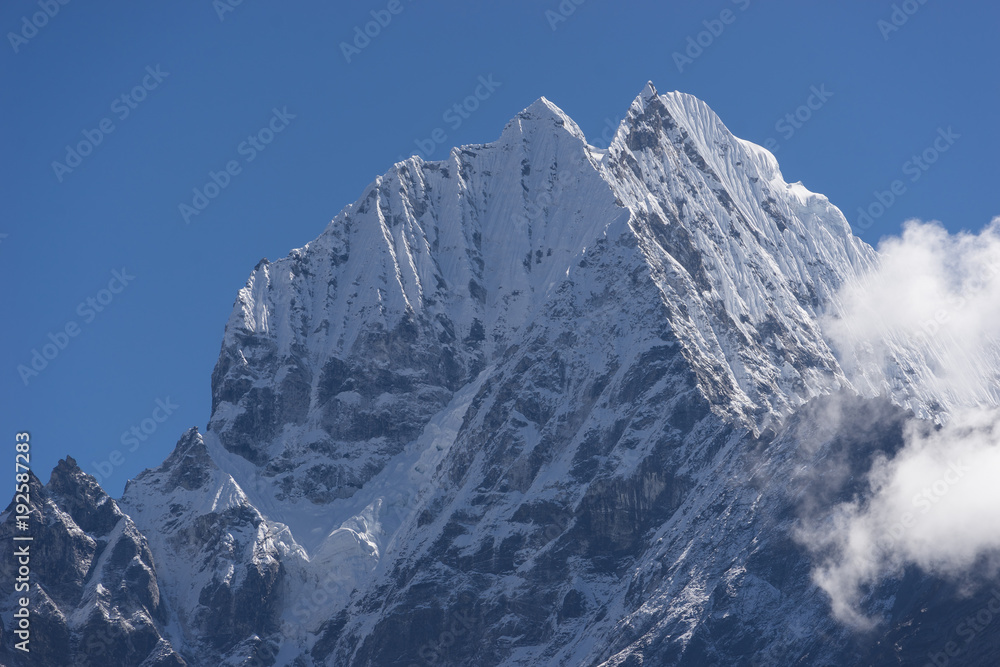 Thamserku mountain peak in Everest region, Nepal