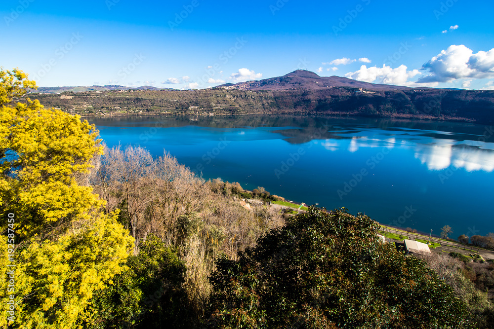 Lake Albano, a volcanic crater lake near Rome, Italy