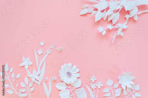 Obraz białe kwiaty papierowe tapety, tło wiosna lato, kwiatowy wzór elementów
