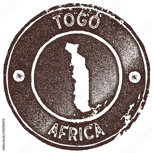 Togo map vintage stamp. Retro style handmade label, badge or element for travel souvenirs. Brown rubber stamp with country map silhouette. Vector illustration.