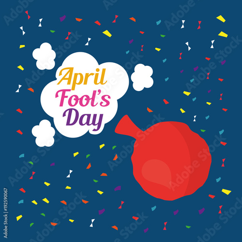 april fools day card cushion bubbles and confetti vector illustration