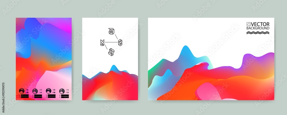 Marble landscape trendy illustration backgrounds, placard with abstract liquid wave shapes, geometric style flat and 3d design elements. Modern art for covers, banners and posters.