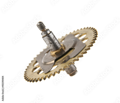 gears from old clock isolated on white background