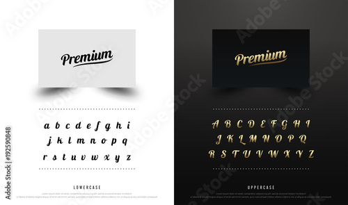 Calligraphic alphabet uppercase and lowercase font. Typography classic style collection set for logo, Name card, Poster, Invitation. vector illustrator