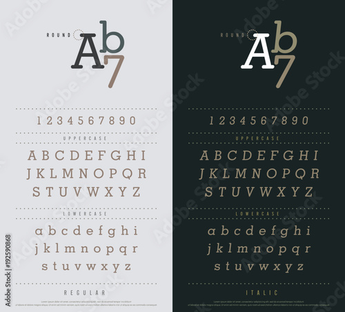 Classic alphabet letters set. Exclusive Custom Letters Narrow sanserif font with rounded corners. Typography font regular and italic. vector illustration