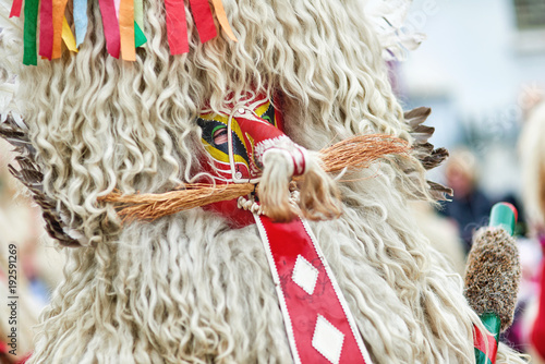 Colorful face of Kurent, Slovenian traditional mask photo