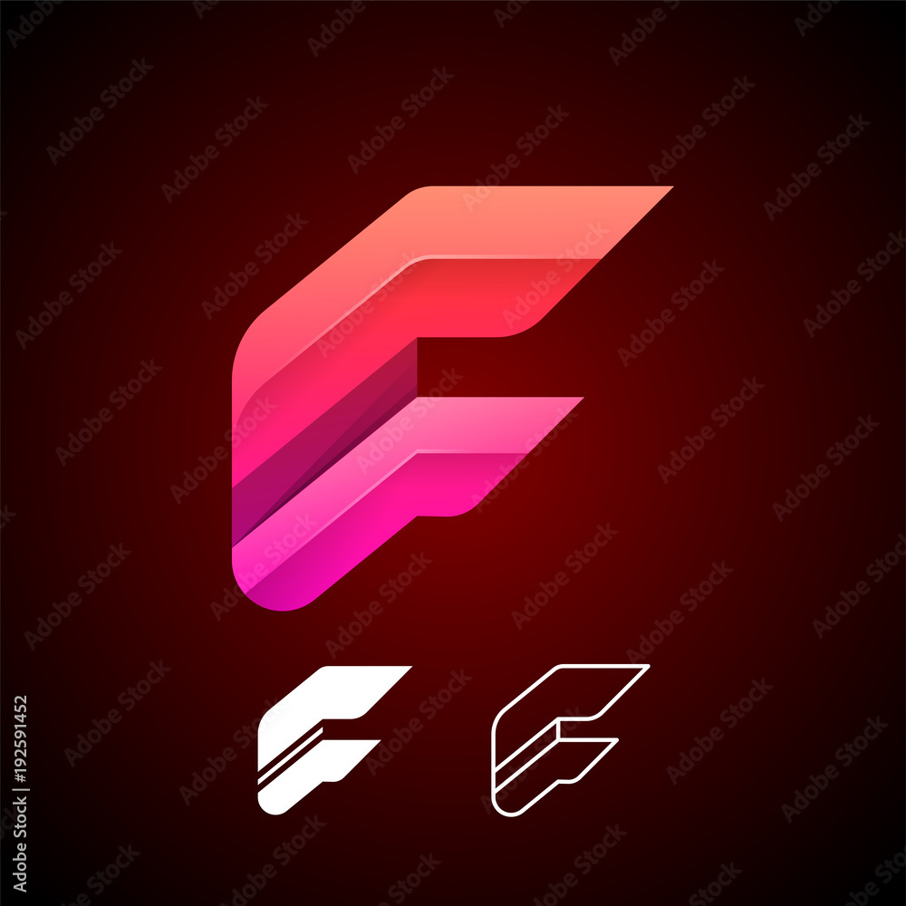 F letter icon. Vector abstract logo illustration. Material design, flat and line art style F letter icon. Vector abstract logo illustration. Material design, flat and line art style