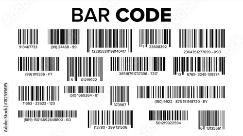 Bar Code Set Vector. Universal Product Scan Code. Isolated Illustration photo