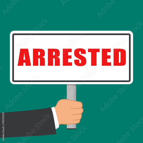 arrested word sign flat concept