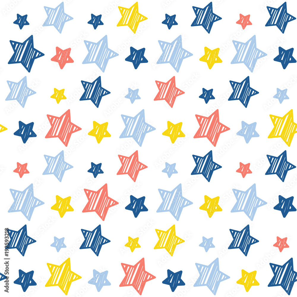 Abstract handmade doodle star seamless pattern background. Childish  handcrafted wallpaper for design card, baby nappy, diaper, scrapbook,  holiday wrapping paper, textile, bag print, t shirt etc. Stock Vector |  Adobe Stock