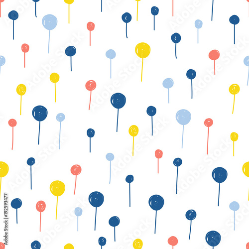 Abstract handmade doodle seamless pattern background. Childish handcrafted wallpaper for design card, baby nappy, diaper, scrapbook, holiday wrapping paper, textile, bag print, t shirt etc.