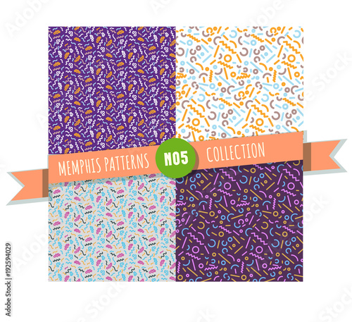 Obraz na płótnie Memphis seamless pattern collection w salonie