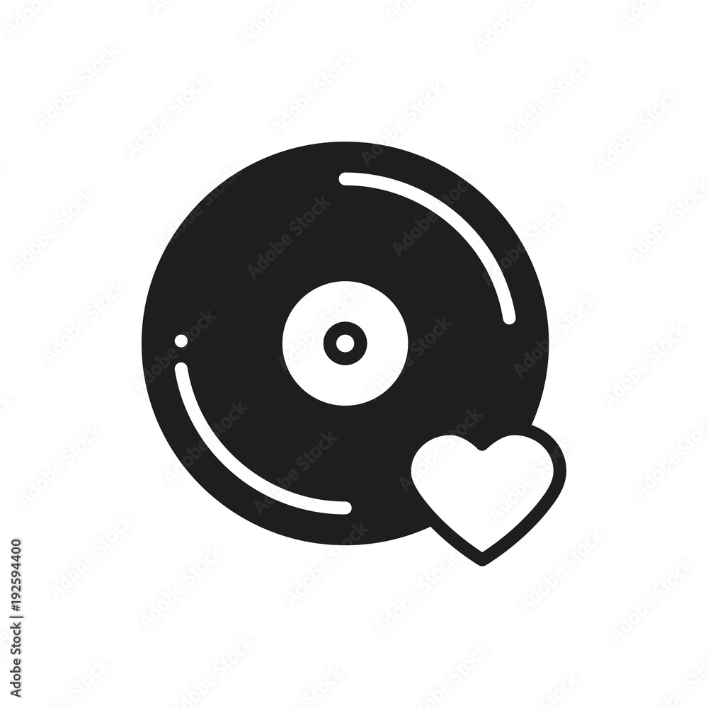 Fototapeta premium Vinyl line icon. Favorite song. Vinyl record disco dance nightlife club DJ disk party theme. Sign and symbol. Vector illustration.