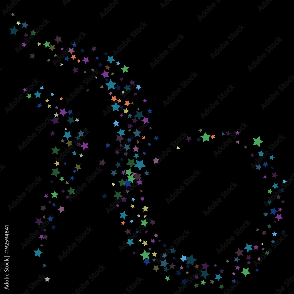 Glitter Vector Falling Stars Pattern. Carnival Festival Confetti Celebration Border. Christmas, New Year, Birthday, Music Firework. Modern Gift Voucher Glitter Vector Falling Stars Pattern.