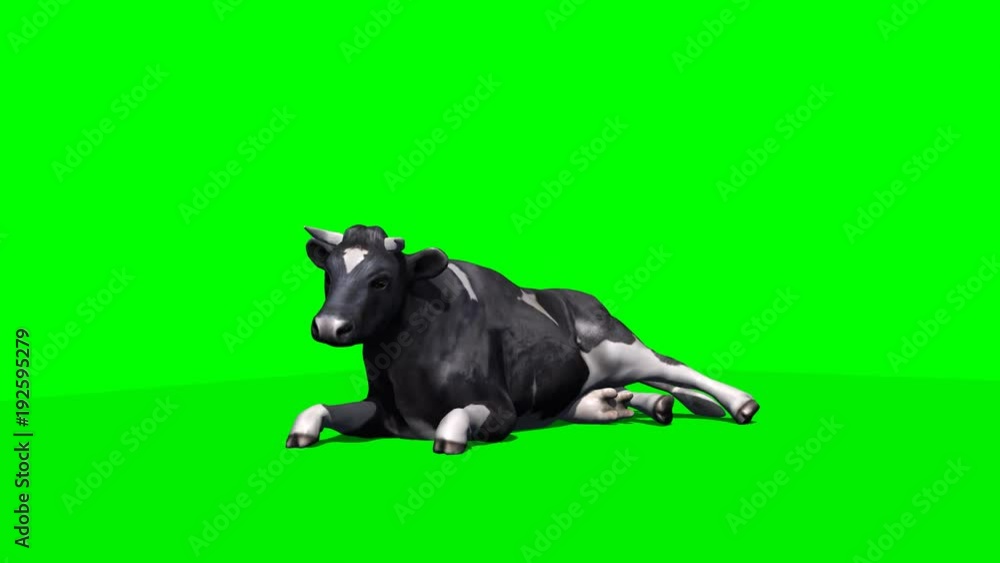 cow lays down and rest 2 - green screen cow lays down and rest 2 - green screen