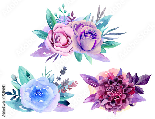 Purple floral bouquet clip ...