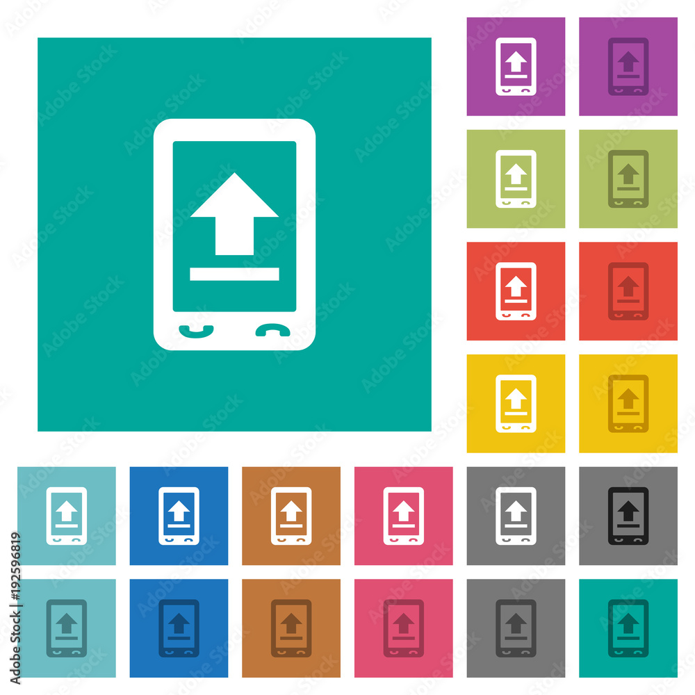 Mobile upload square flat multi colored icons Mobile upload square flat multi colored icons