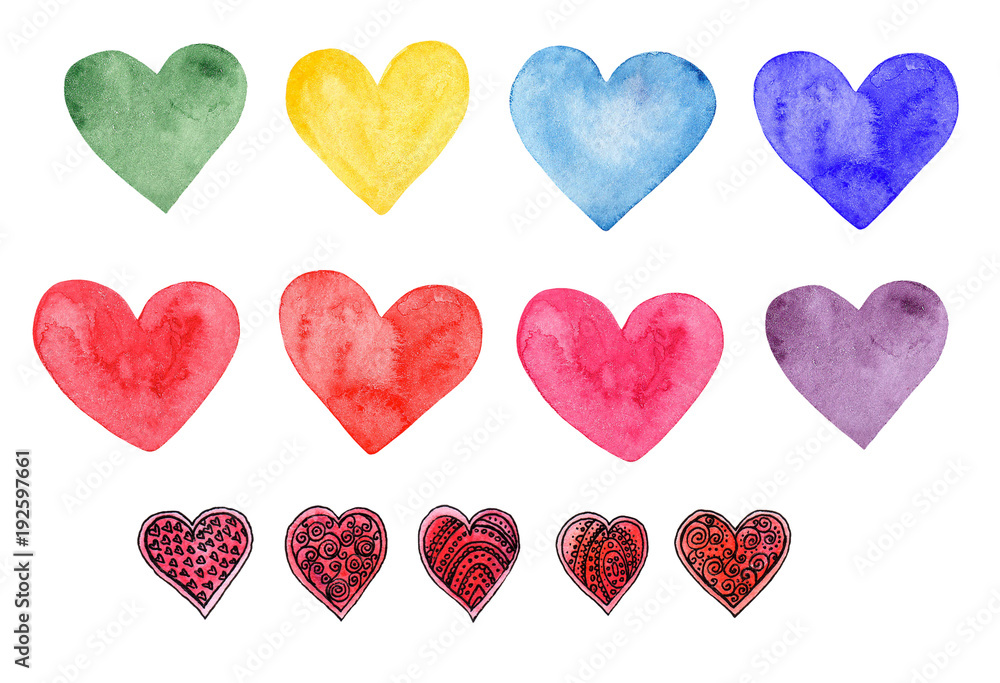 Watercolor heart clip art. Valentine love symbol 