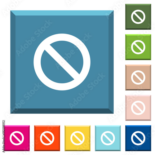 Blocked white icons on edged square buttons