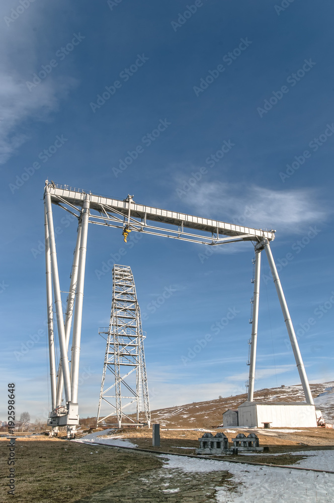 Fototapeta premium Gantry crane in winter day.