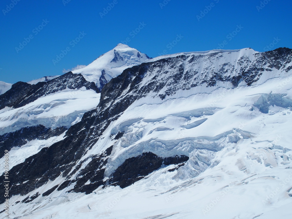 Snow covered Swiss Alps at Jungfraujoch