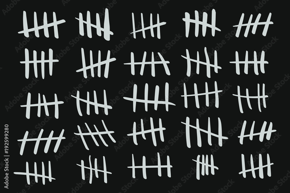 Fototapeta White tally marks on black board vector illustration
