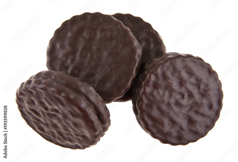 cookies in chocolate isolated on white background cookies in chocolate isolated on white background
