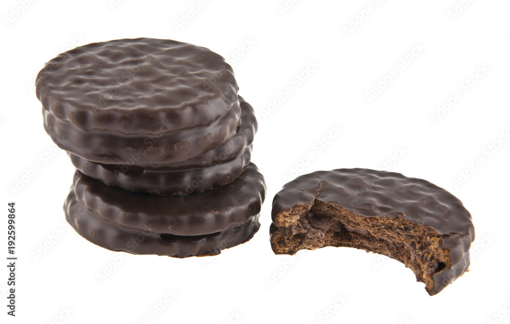 cookies in chocolate isolated on white background cookies in chocolate isolated on white background