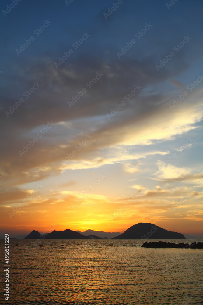 Seaside town of Turgutreis and spectacular sunsets Seaside town of Turgutreis and spectacular sunsets