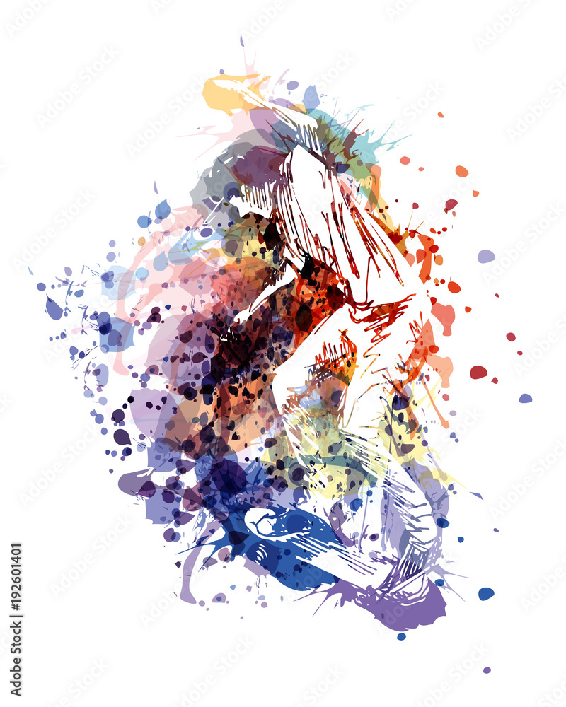 Obraz Wektor ilustracja kolor skater