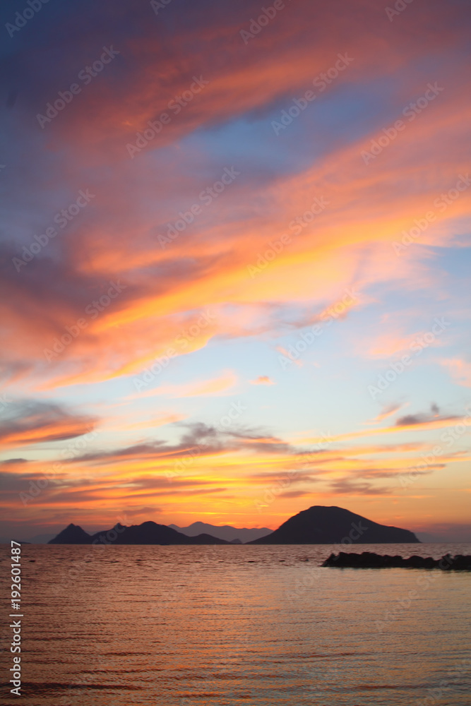 Seaside town of Turgutreis and spectacular sunsets