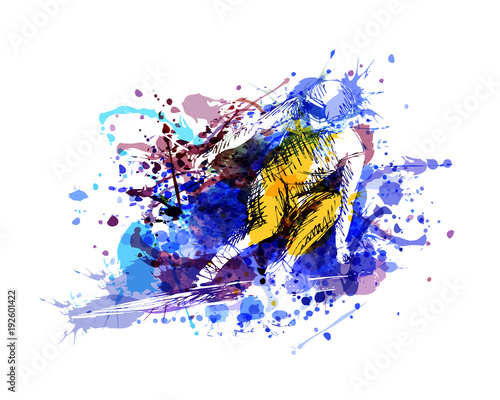 Vector color illustration of a skier