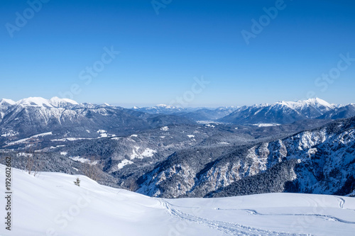 Winterpanorama über die bayrischen Alpen