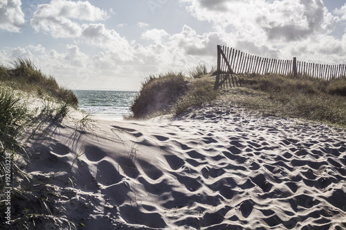 France, Normandy, Portbail, Contentin, beach dune and the sea photo