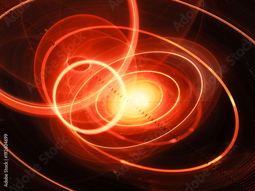 Fiery glowing trajectories in space concept photo